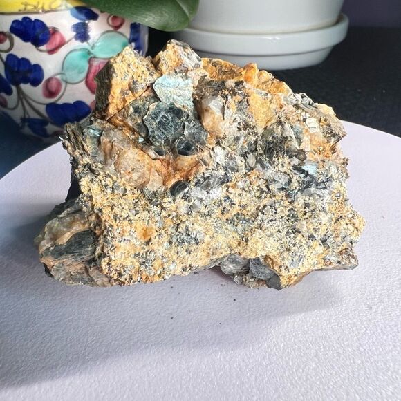 Natural Yellow Tourmaline Specimen with Mica Flake Mineral - Picture 6 of 14